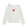 White Lace-Up Off-Shoulder Long-Sleeve Top