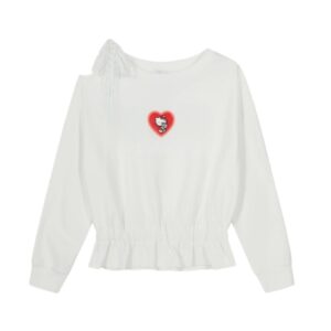White Lace-Up Off-Shoulder Long-Sleeve Top