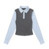 Professional-Style Striped Patchwork Long-Sleeve Top