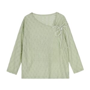 Oversized Casual Long-Sleeve Top — Light Green