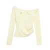 Casual Slim-Fit Long-Sleeve Top — Yellow