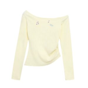 Casual Slim-Fit Long-Sleeve Top — Yellow